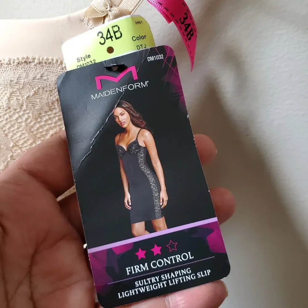 Maidenform Shapewear Firm Control Bra Slip 34B Cool Comfort Anti-Static DM1032